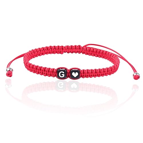 Miniatura 40 de Initial Bracelets for Women Teen Girls, Initial A-Z Heart Letter Charm Bracelets Handmade Adjustable Rope Bracelets for Mother's Day Graduation Black