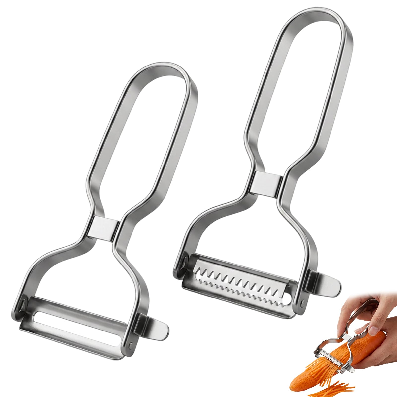 2PCS Julienne Peeler, Vegetable Peeler Julienne, Kitchen Peelers for Easy Food Preparation, Vegetable Julienne Peeler, Easy Peelers