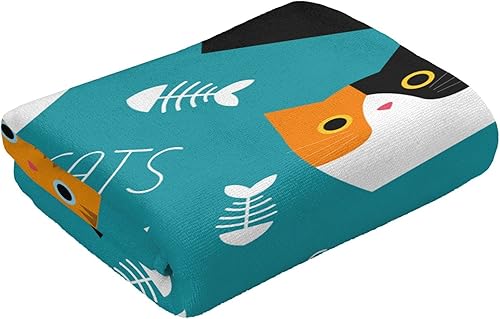 Miniatura 8 de Perinsto Funny Cats - Toalla de mano con diseño de dibujos animados, toalla decorativa multiusos para baño, cocina, gimnasio y spa, 27.5 x 15.7