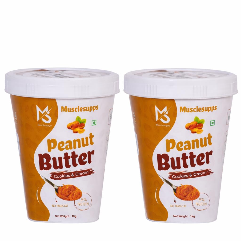 Musclesupps Peanut Butter 1 Kg Cookies & Cream And Get Extra 1Kg Peanut Butter | High Protein Crunchy Peanut Spread With Cookie Chunks | Zero Trans Fat & Cholesterol | Rich In Healthy Fats & Fiber-image-46