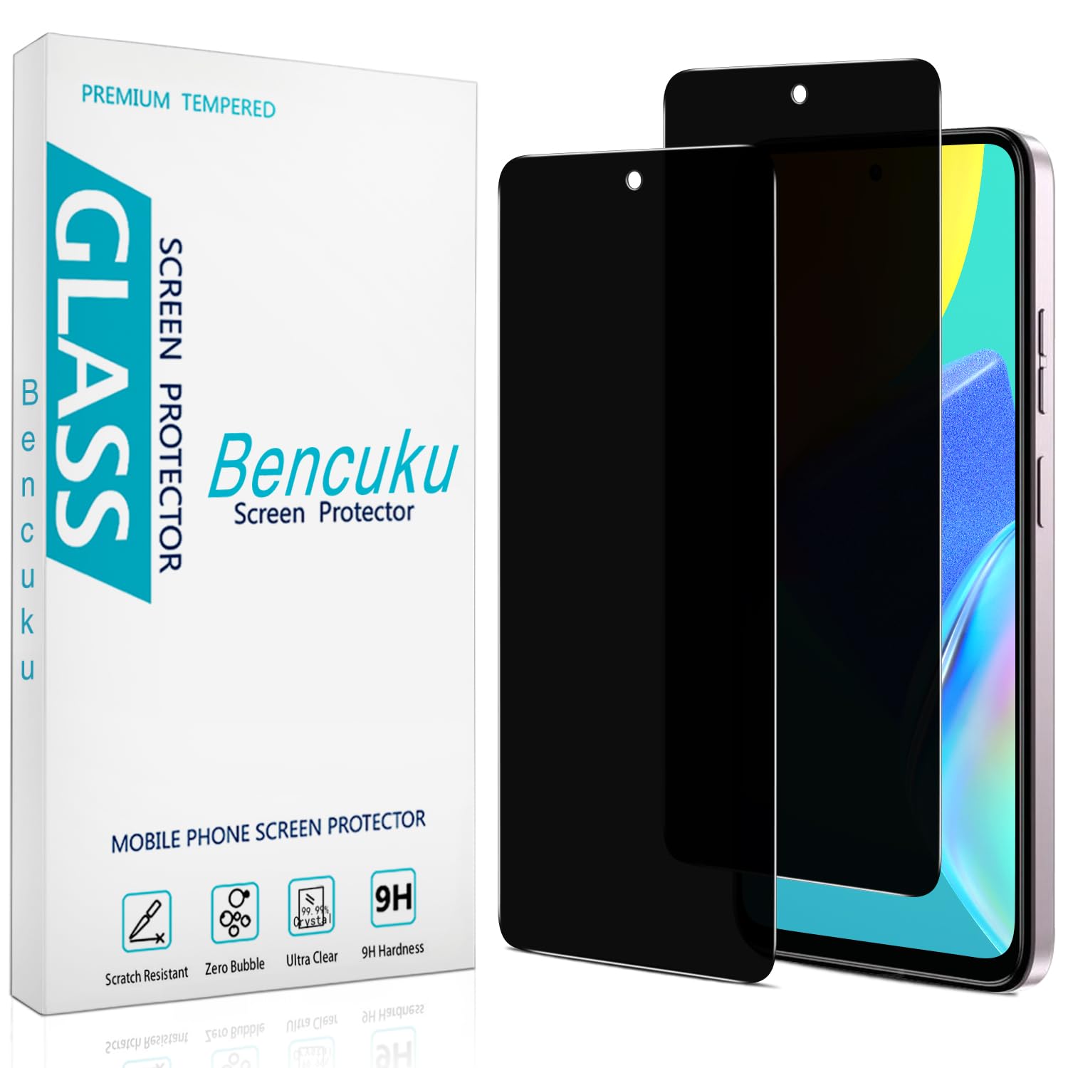 Bencuku 2 Pack Privacy Screen Protector for Motorola Moto G Stylus 5G 2024 | Anti Spy Tempered Glass, Anti Scratch, Bubble Free