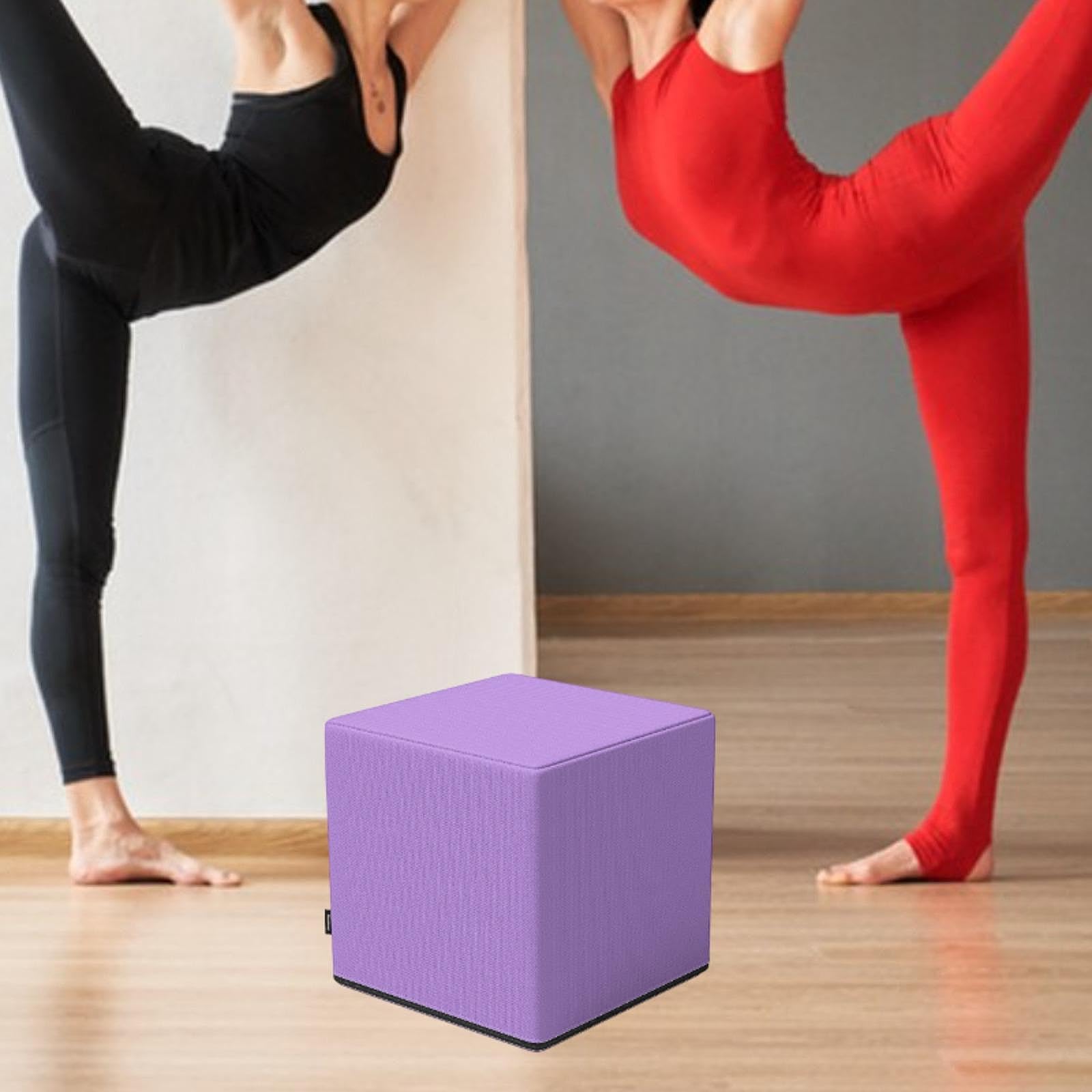 QSTDGVPW Yoga Block Square Non Slip Bottom Yoga Brick Cube Stool for Home Gym Balance Training Pilates, Purple