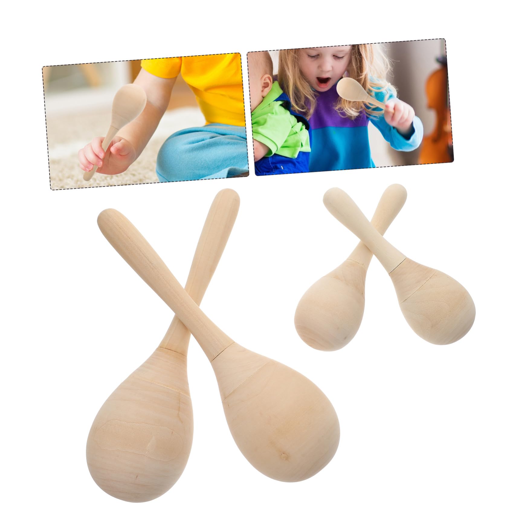 BESPORTBLE Maracas 12 Pezzi in Legno da Colorare per Ragazzo Ragazza Strumento Musicale Creativo per Sviluppo Abilità Manuali e Disegno , per Scuola e Feste