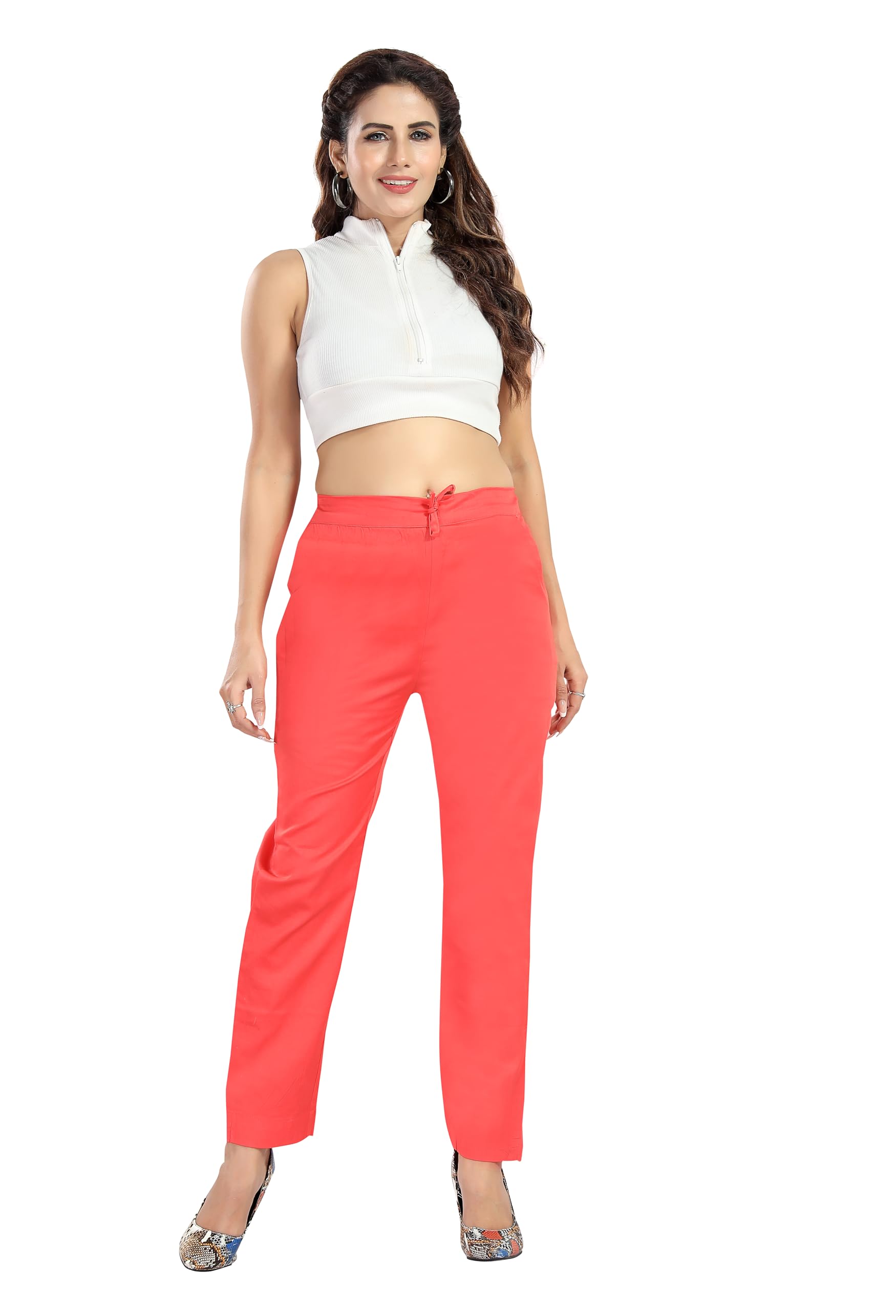 Women's Plain Kurti Pants | Cotton Lycra 4-Way Stretch Knitted Fabric-image-7