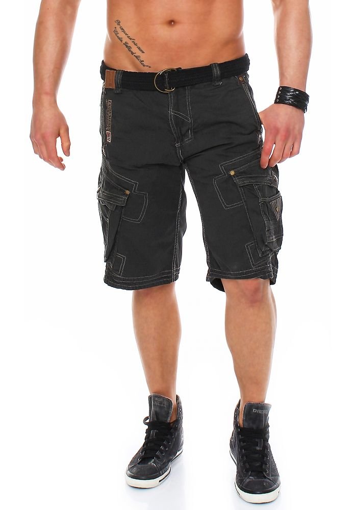 Geographical Norway Pantalones Cortos para Hombre Pratique Perle con cinturón Bordado Pantalones Cargo