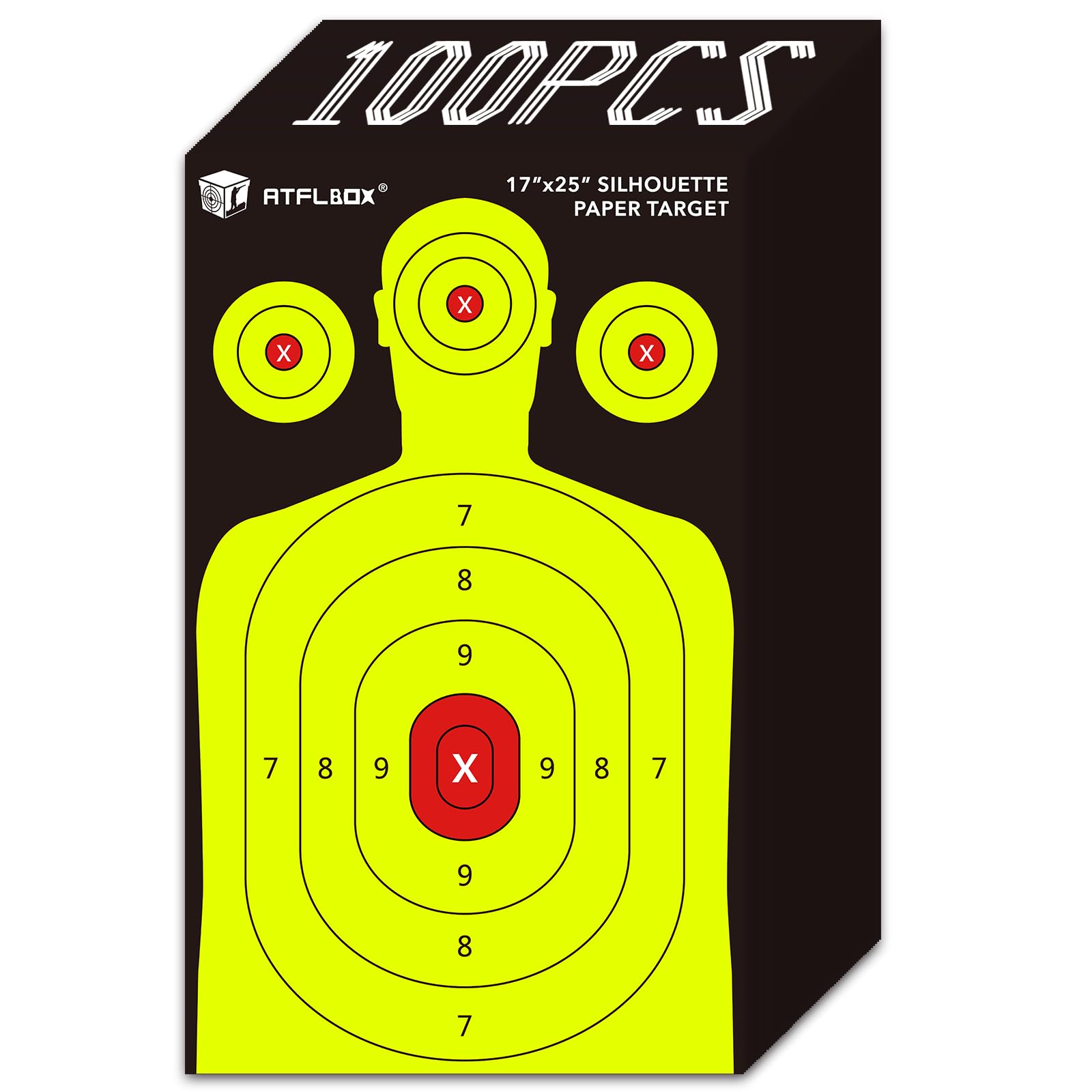 Atflbox Silhouette Paper Target for The Range, 17X25 Inch High Visibility Target Paper for Indoor and Outdoor Shooting Practice, Suitable for Handgun, Pistol, Rifle, Airgun, Pellet BB Gun
