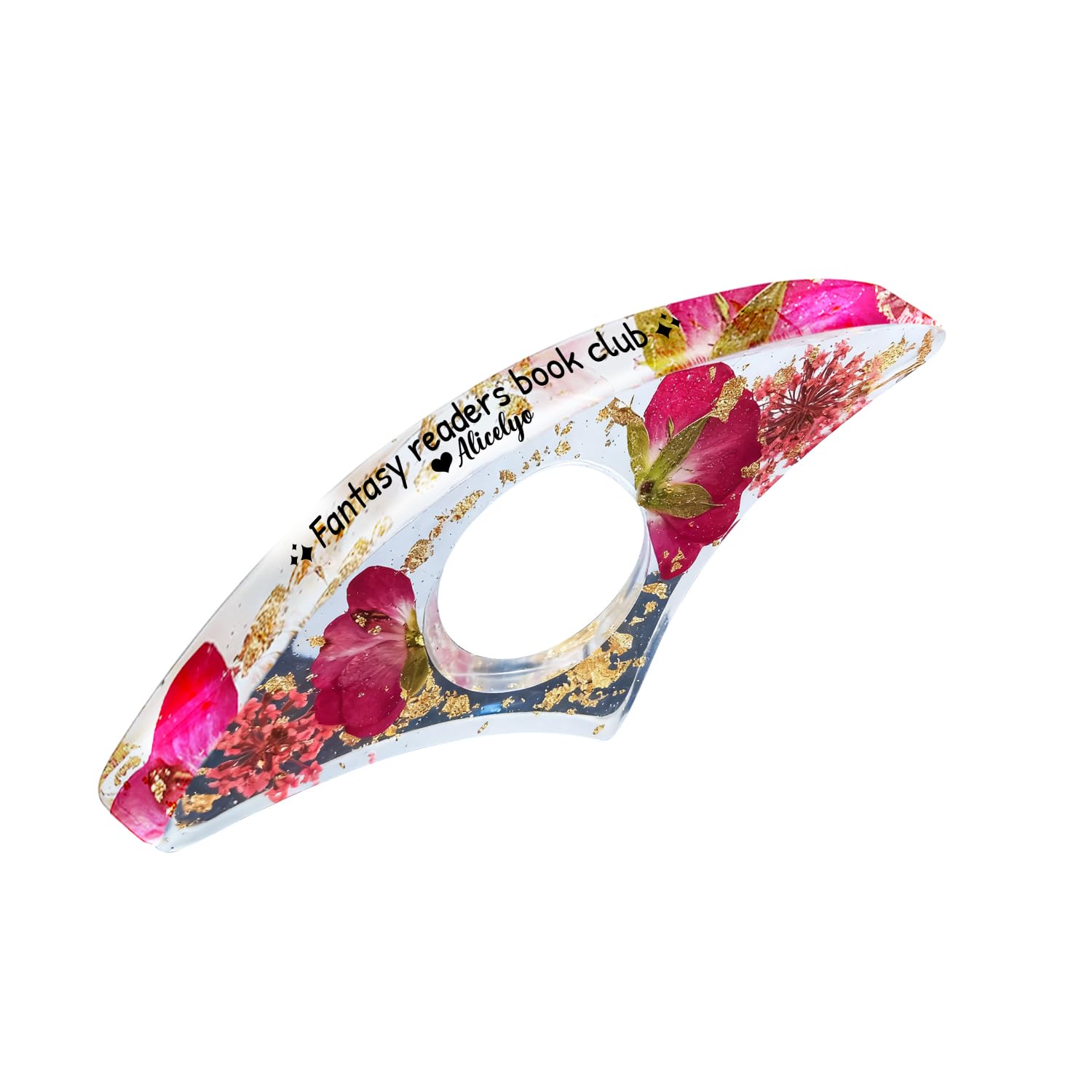 Personalized Dried Flower Resin Book Page Holder,Custom Birth Flower Thumb Ring Page Holder,Bookmark Gifts for Book Lovers Readers Bookworms Bookmates