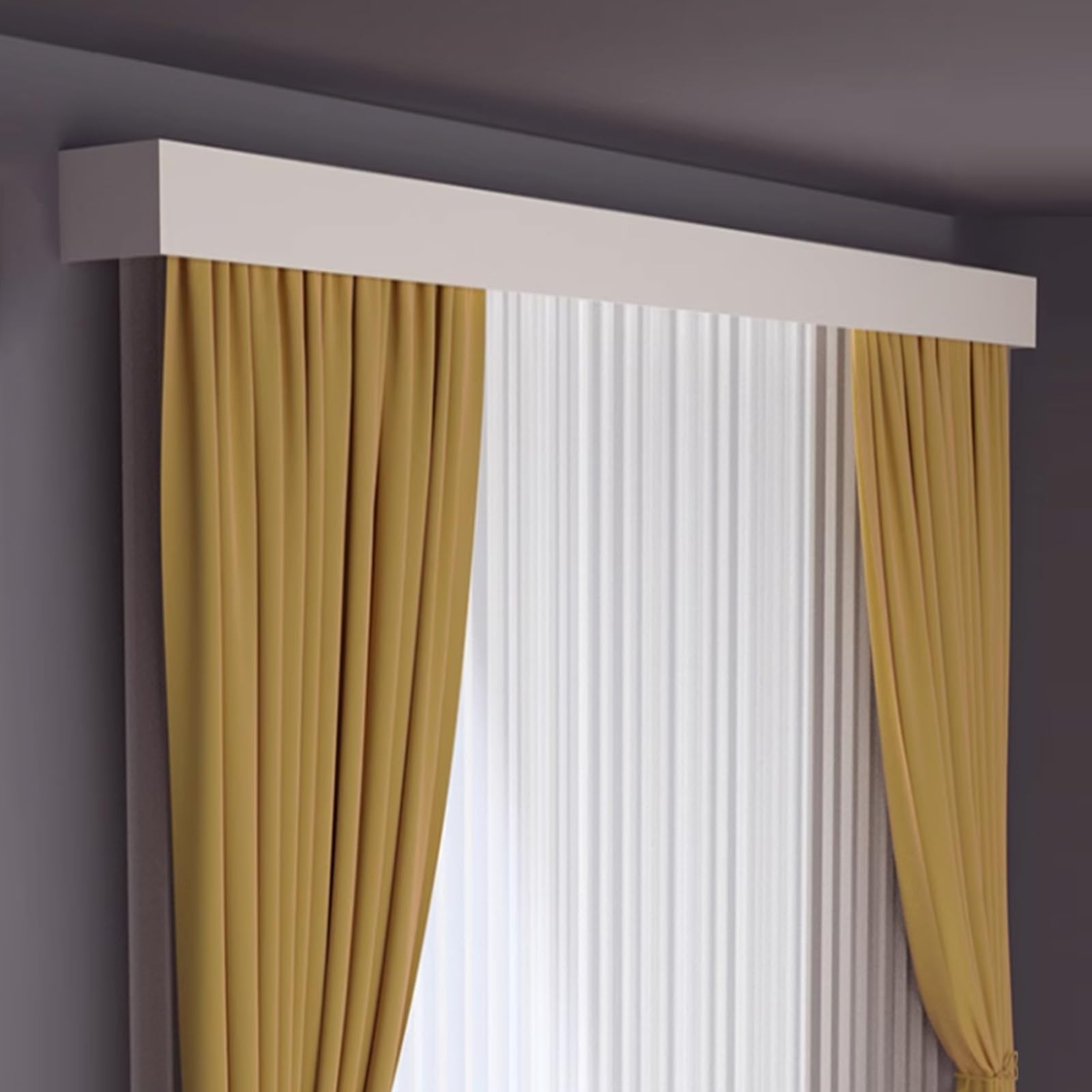 Reinweiße Gardinenstangen – Wandmontage 150 cm/59 Zoll perfekte Sichtschutzlösung für Wohnzimmer und Schlafzimmer einläufige Umzugskartons idealer Raumteiler.