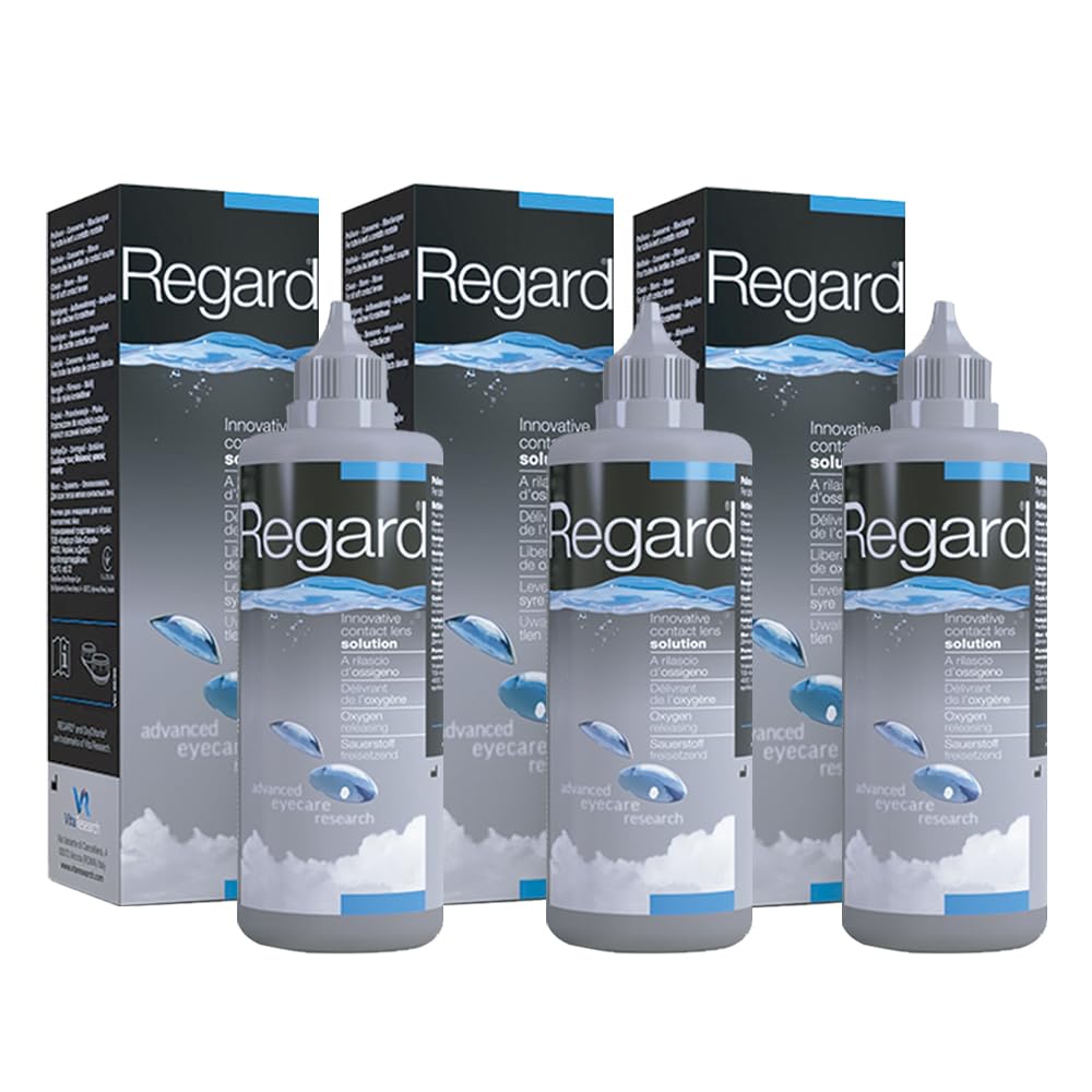 Regard 3x355ml - Solución sin Conservantes para Limpiar, Desinfectar y Rehidratar Lentes de Contacto - Pack Ahorro - Salud Ocular Completa