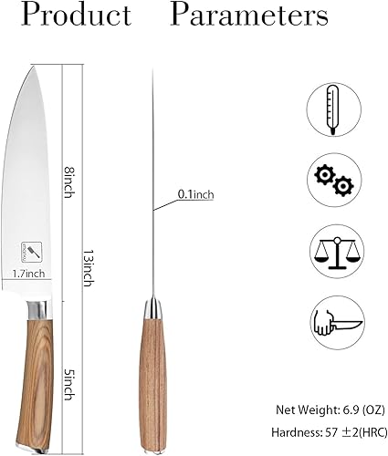 Vista 51 de imarku Cuchillo de chef – Cuchillo de cocina profesional de 8 pulgadas, cuchillo japonés de acero inoxidable de alto carbono, cuchillos de chef