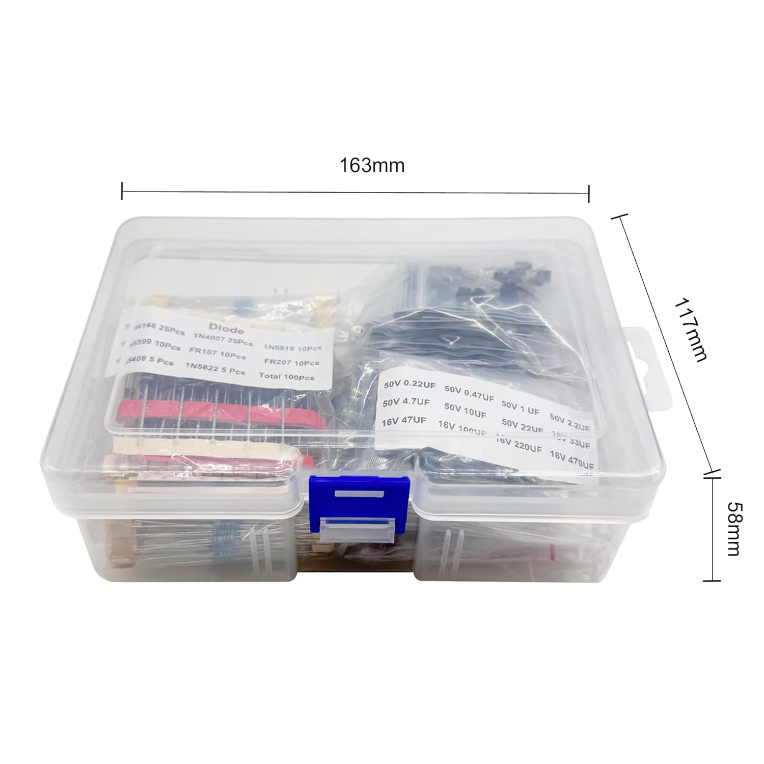 Another great deal on amazon: Electronic Component Assortment Kit, Total 1410Pcs, Metal Film Resistors, LED Diodes, Common Diodes, Electrolytic Capacitor, Ceramic Capacitors, Transistors for Electronics DIY Project 6