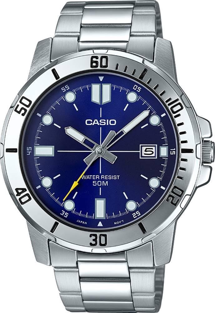 CasioMTP-VD01D-2EV Men's Enticer Stainless Steel Blue Dial Casual Analog Sporty Watch