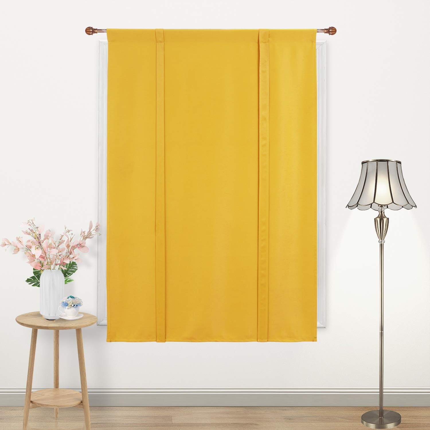 DWCN Tie Up Curtain-Thermal Insulated Room Darkening Blackout Curtains for Livingroom, Bedroom and Dining Room, Yellow, W42 X L63 Inches, 1 Rod Pocket Panel