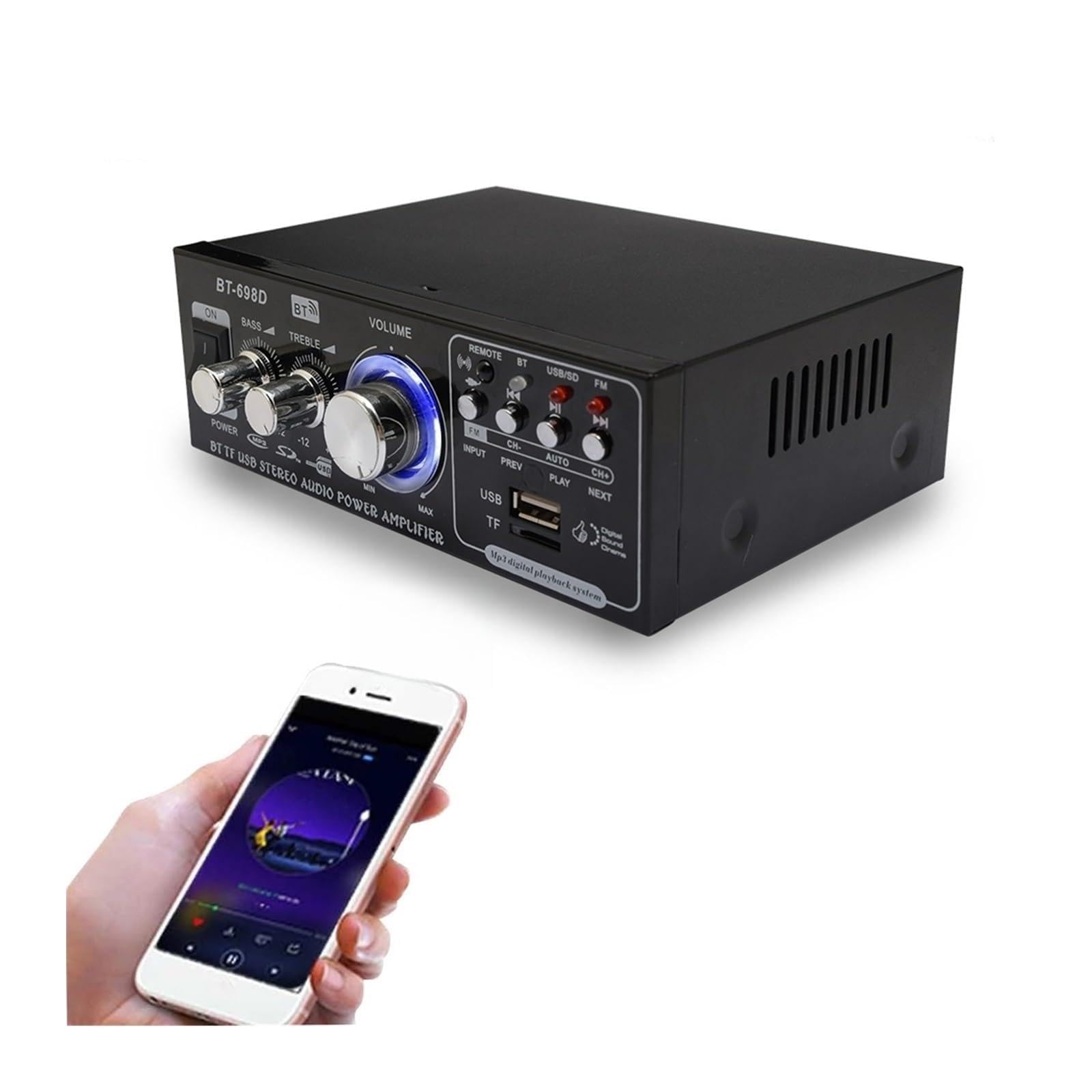 Amplificatore audio, Amplificatori digitali domestici 50W+ Amplificatore stereo 5.0 for altoparlanti Hifi FM Auto Music per la casa fai da te