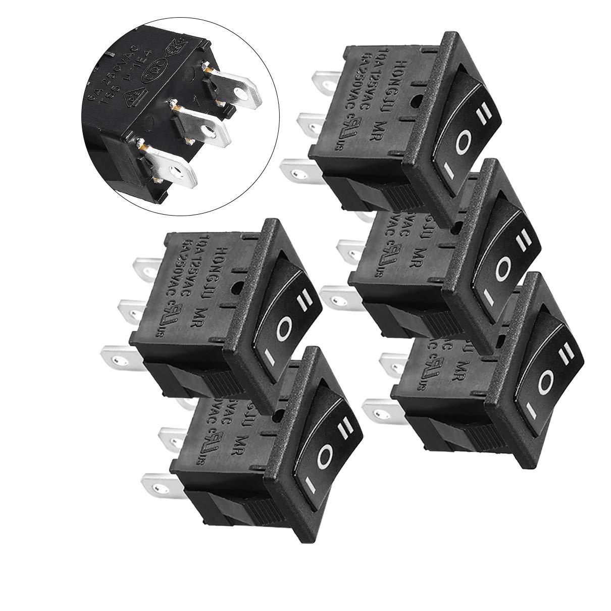 Interruptores AC 250V 6A 125V 10A SPDT ON-OFF-ON 3 posiciones 3 polos Mini interruptores de pie basculantes interruptores 4 Uds Accesorios interruptores industriales