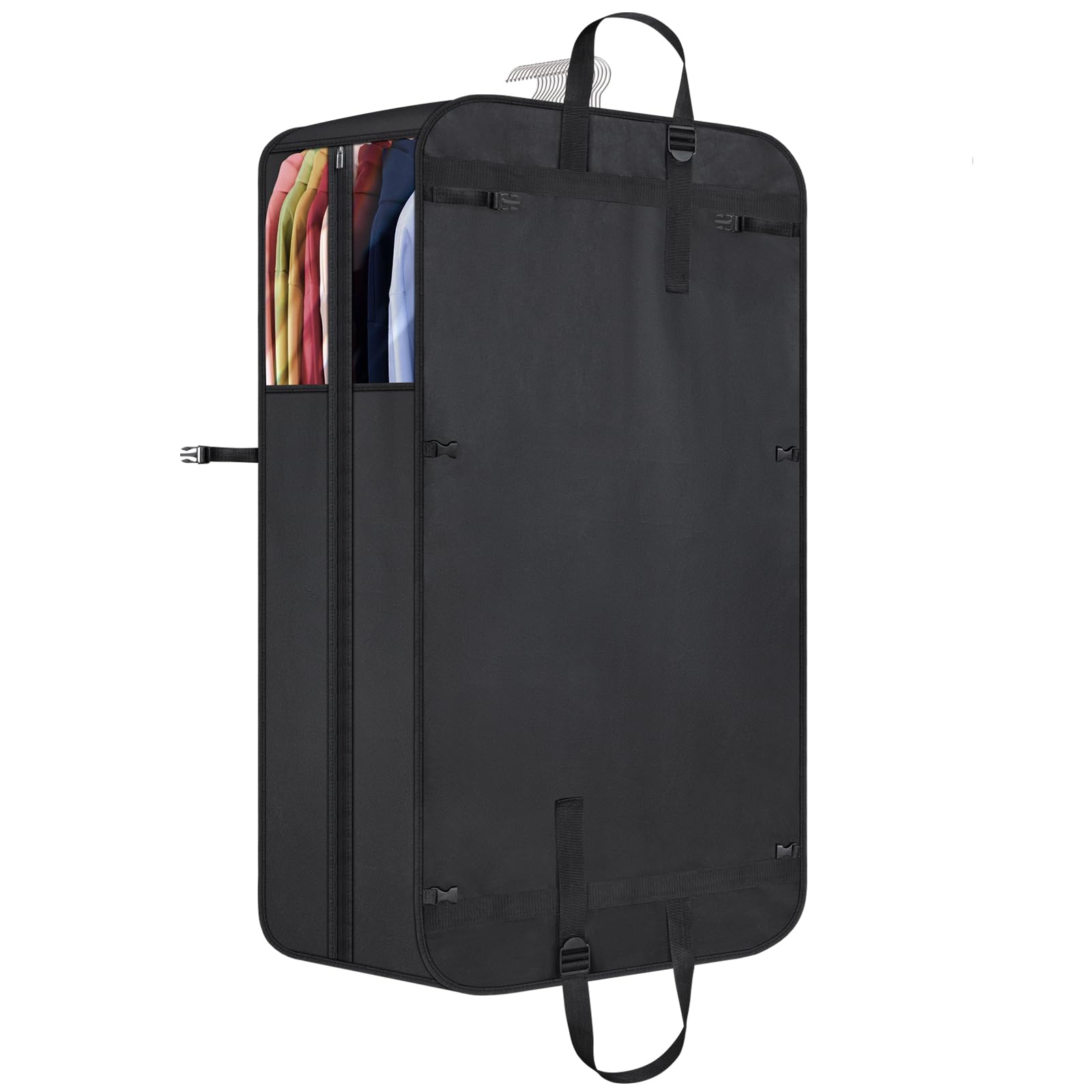 Univivi Garment Bags for Hanging Clothes, 50" Heavy Duty Suit Bags, Extra Capacity Clothes Bags for Moving, Suit Cover with Handles and Buckle Straps for Suit, Coat, Jacket