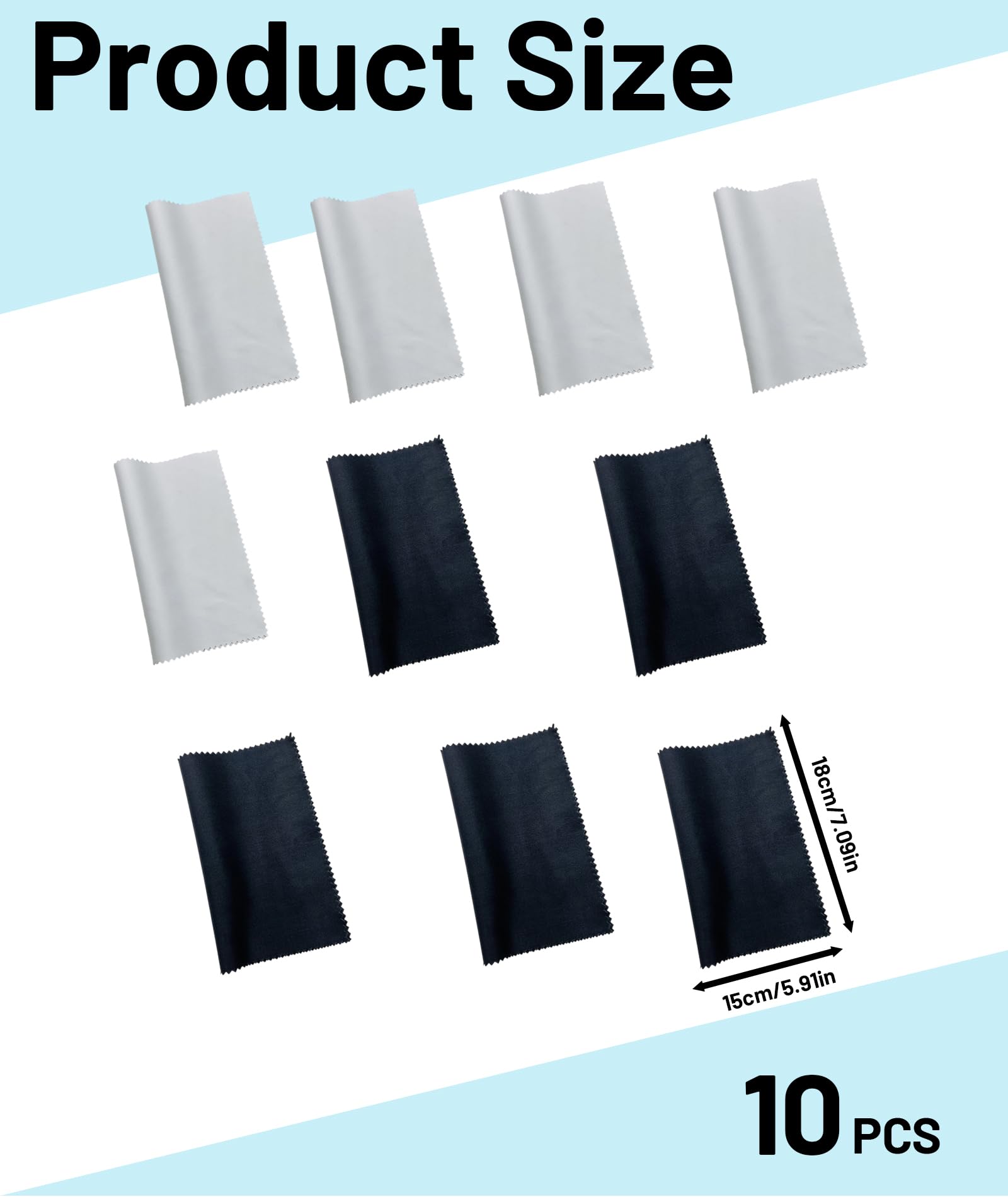 10 Pcs Lens Cleaning Cloth and Laptop Cleaning Cloth Set – Premium Specs Cleaning Cloth for Glasses, Screens, and Eye Lens Items, 15x18cm with Serrated Edges (Black & White) - Image 2 thumbnail