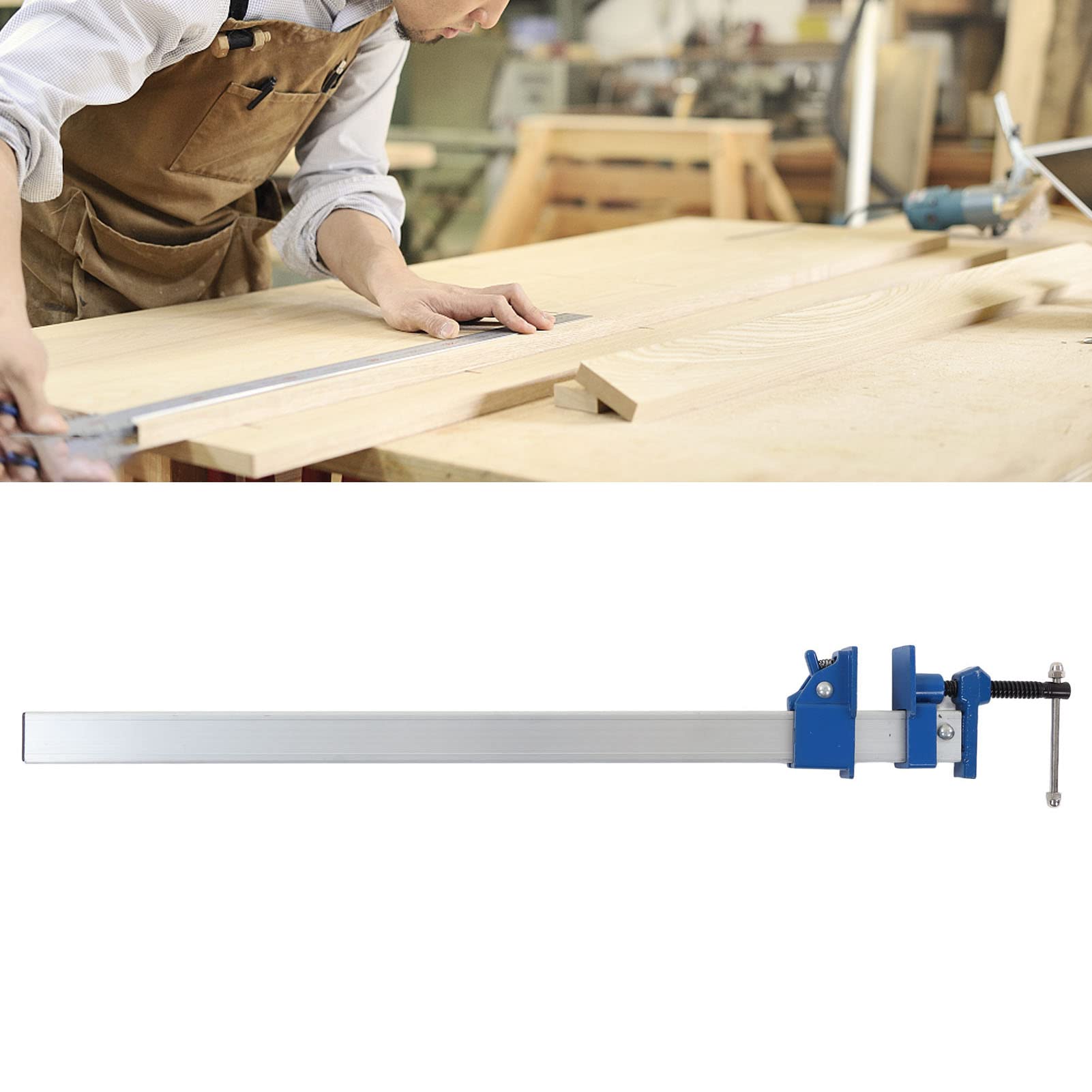 FTVOGUE Morsetto per Barra in Lega di Alluminio da 24 Pollici Morsetto F per Lavorazione del Legno a Sgancio Rapido, per Tubi con una Sola Mano per Carpentieri Metalmeccanici, Distanza Effettiva del