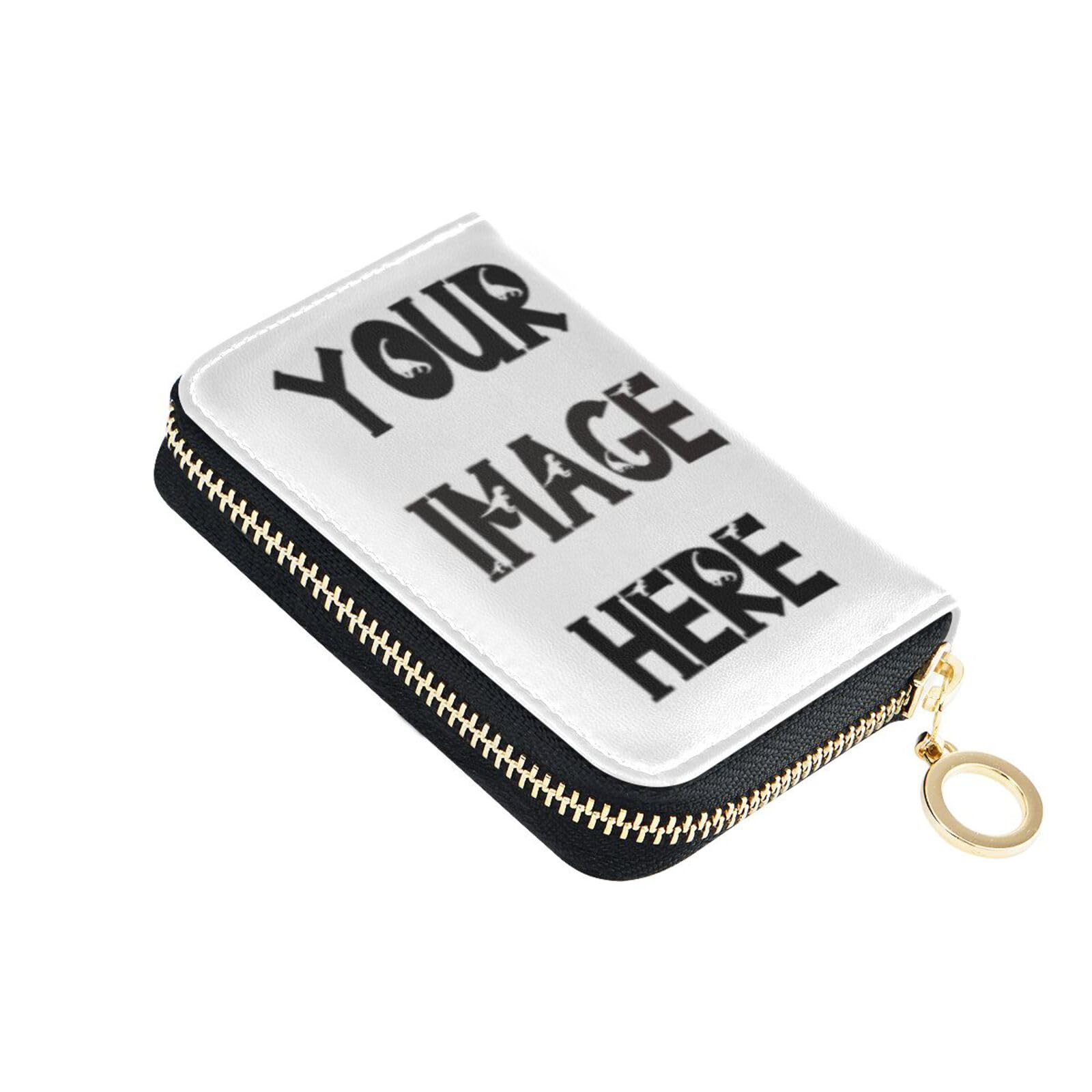 Sletend Custom Wallet Credit Card Holder Wallet Add Your Photo Name Text Personalized Customized RFID Blocking Leather Card Case