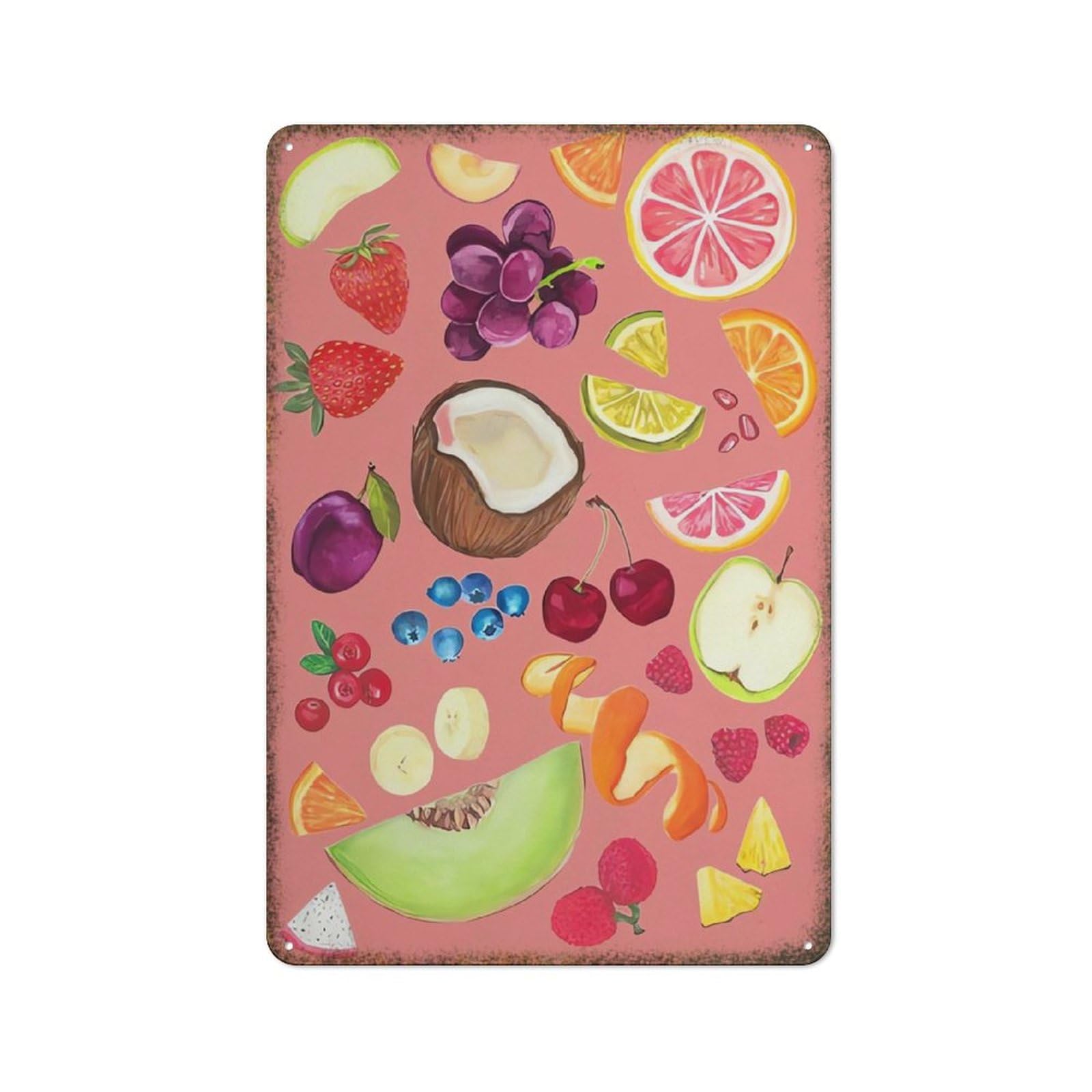 Sliced Fruit Art Rustic Farmhouse Home Kitchen Retro Garden Wall Tin Sign 8x12 inch