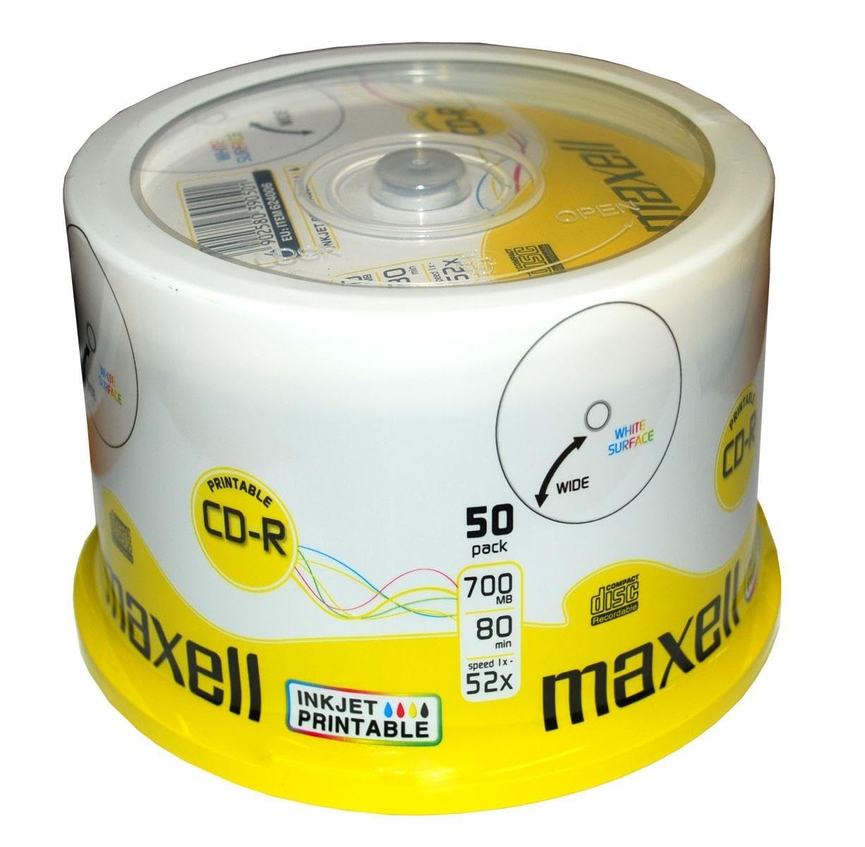 Amazon.com: Maxell CD-R 52x White Full Face Inkjet Printable