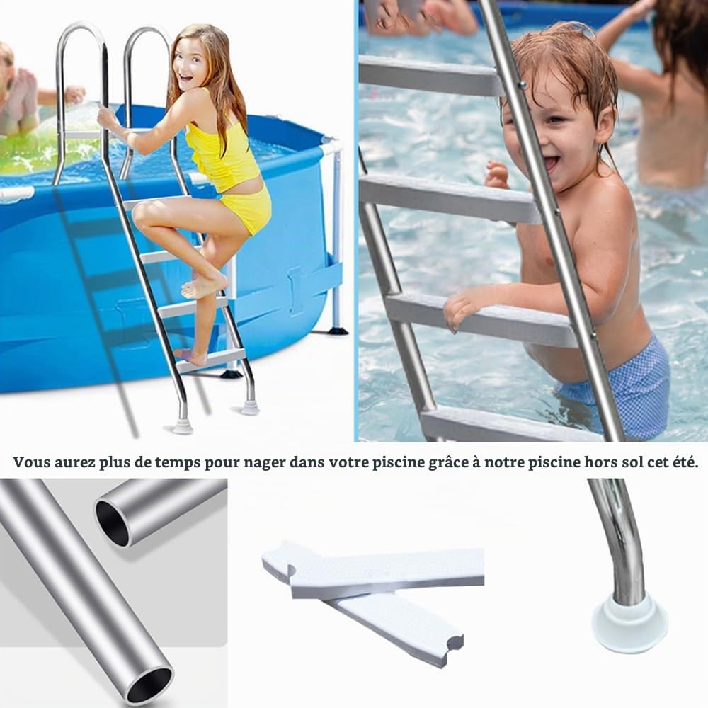 Échelles de Piscine pour piscines creusées, échelle de Piscine Hors Sol Robuste, escabeau de Piscine antidérapant de 52 Pouces pour Voyage, Piscine de Jardin, Maison