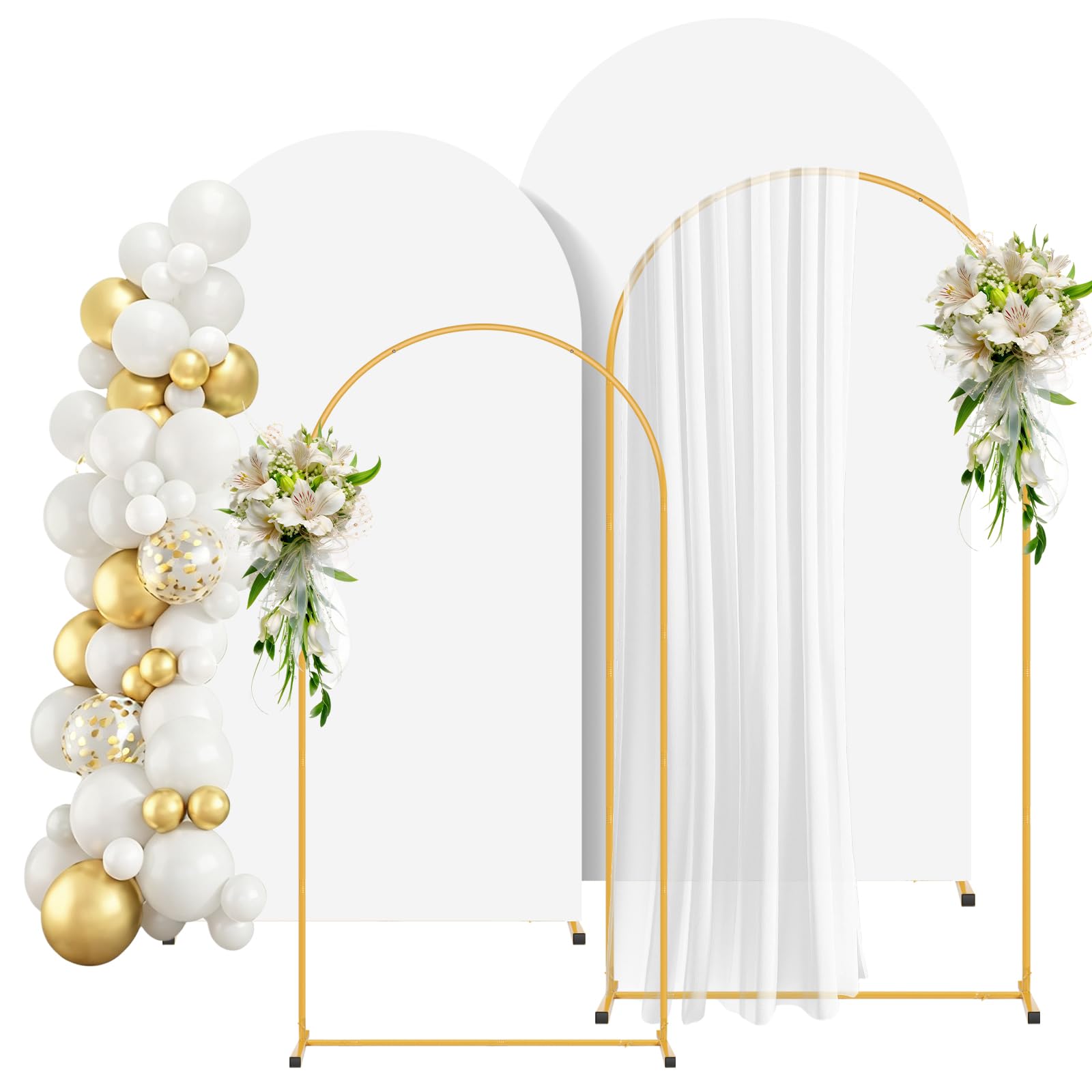 2 Pack Arch Backdrop Stand and Cover Set (7.2FT/6FT), Balloon Arch Stand