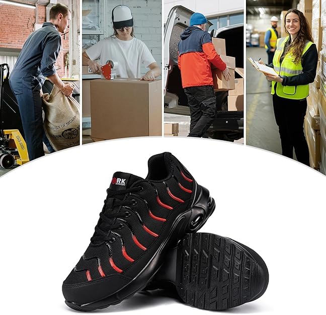 Image of LARNMERN Puncture Proof Cushioned Steel Toe Shoes for Men | Breathable ASTM Wide Toe Lightweight Fashional Style Comfort Slip Resistant Multiple colors available