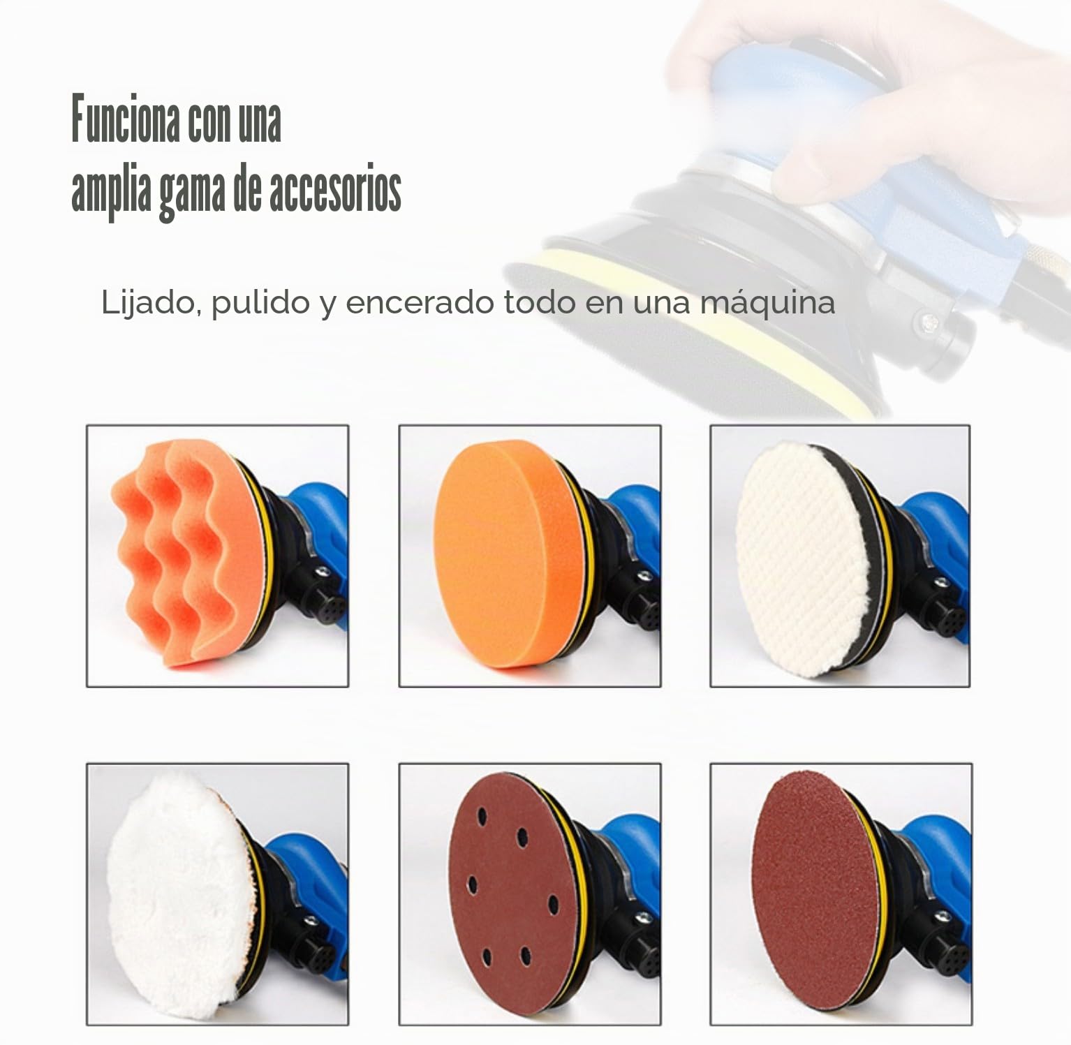 Lijadora excéntrica sin polvo, aire comprimido 125 mm, multi-lijadora con colector de polvo, equipo de rectificado profesional (Lijadora excéntrica sin polvo)