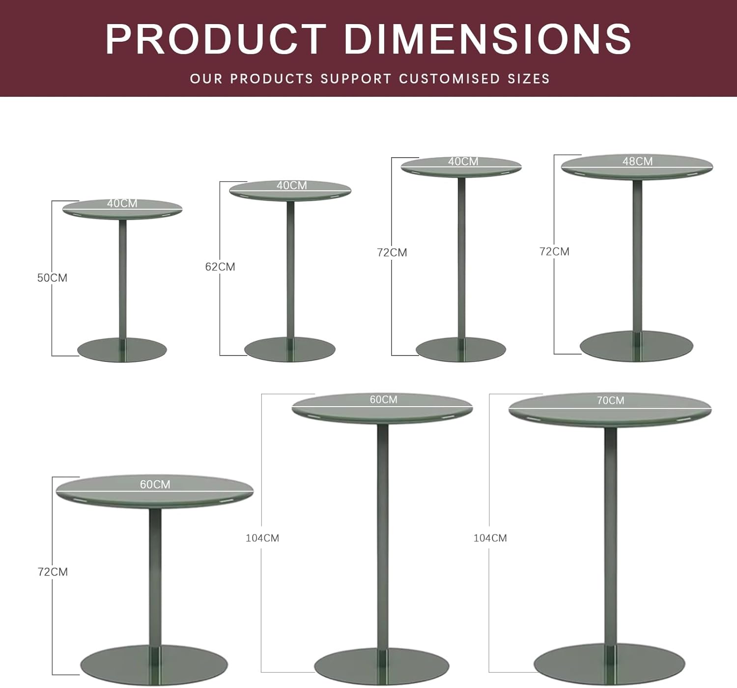 Round Pub Bar Table,Tall Pub Table Round Cocktail Bar Tables Modern Style Standing High Top Table Restaurant Bistro Table with Metal Base, Sofa Bedside End Table (Size : 40x40x62cm)