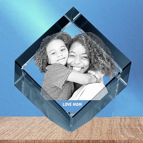 Imagen de fotos de cristal 3D personalizada personalizada con grabado láser 3D Marco de fotos conmemorativo de boda, aniversario, Navidad, Día del Padre, Día de la Madre, Novia, Regalos de