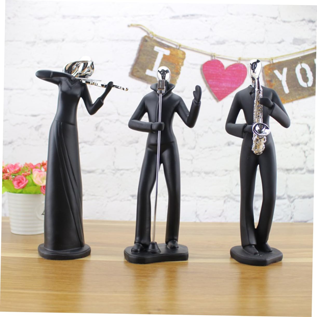 Figura de Personaje Musical de Resina Negra, Ligera y Moderna, Adorno Adecuado para Decoración del Hogar y Bar Estilo Sencillo y Elegante
