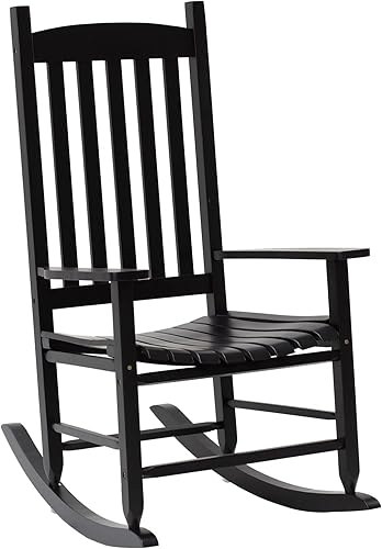 Miniatura 8 de YIQIEDEY Mecedora para patio al aire libre, mecedora de porche con respaldo alto y pasamanos, cómoda y duradera, soporta peso de 243 libras, silla