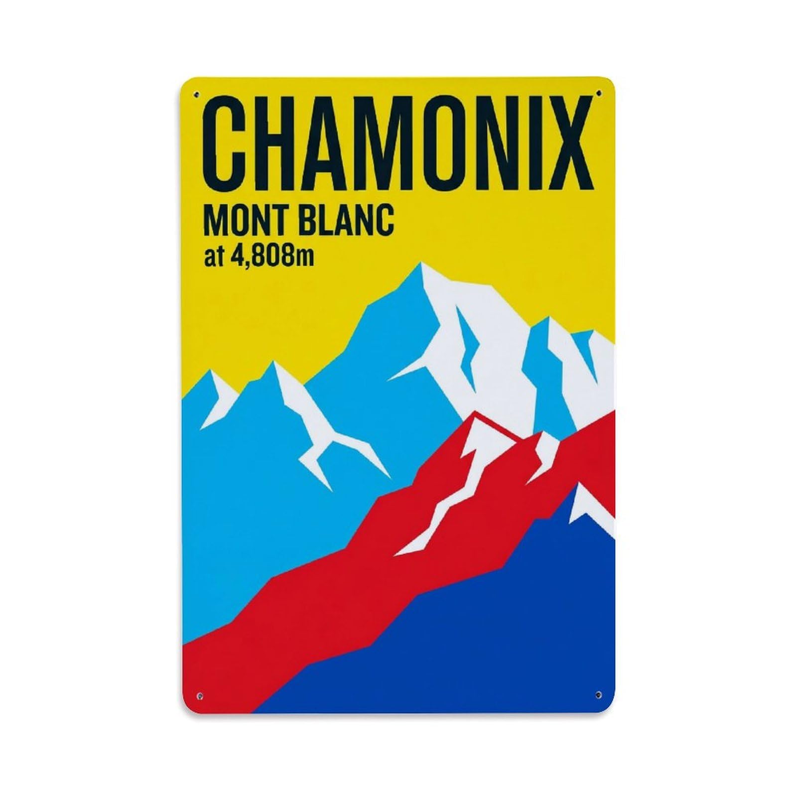 Olhnbad Style French Alps Chamonix France Linework Alpine Travel Metal Tin Sign