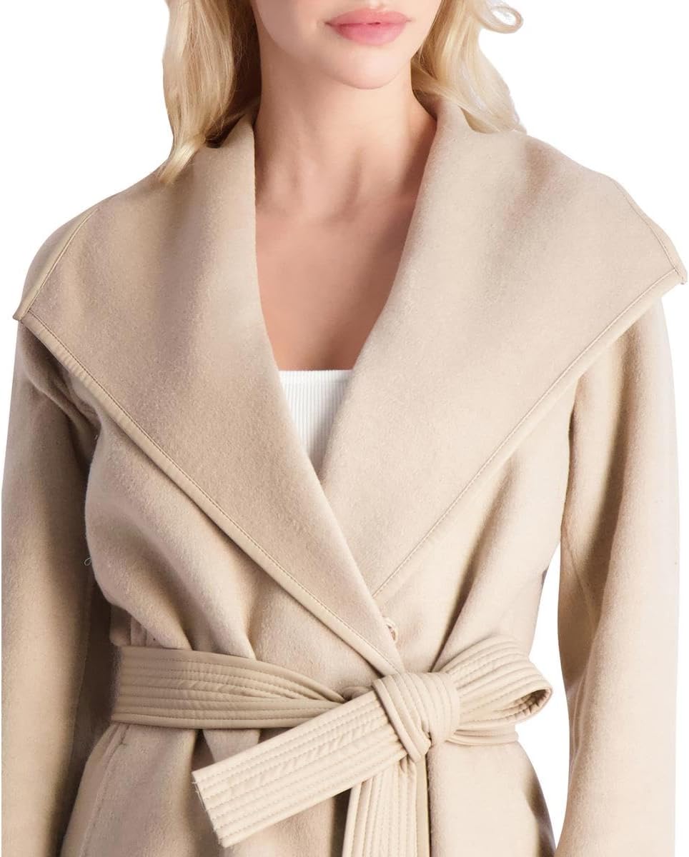 T Tahari Women's Eva Fitted Tweed Coat with Belt