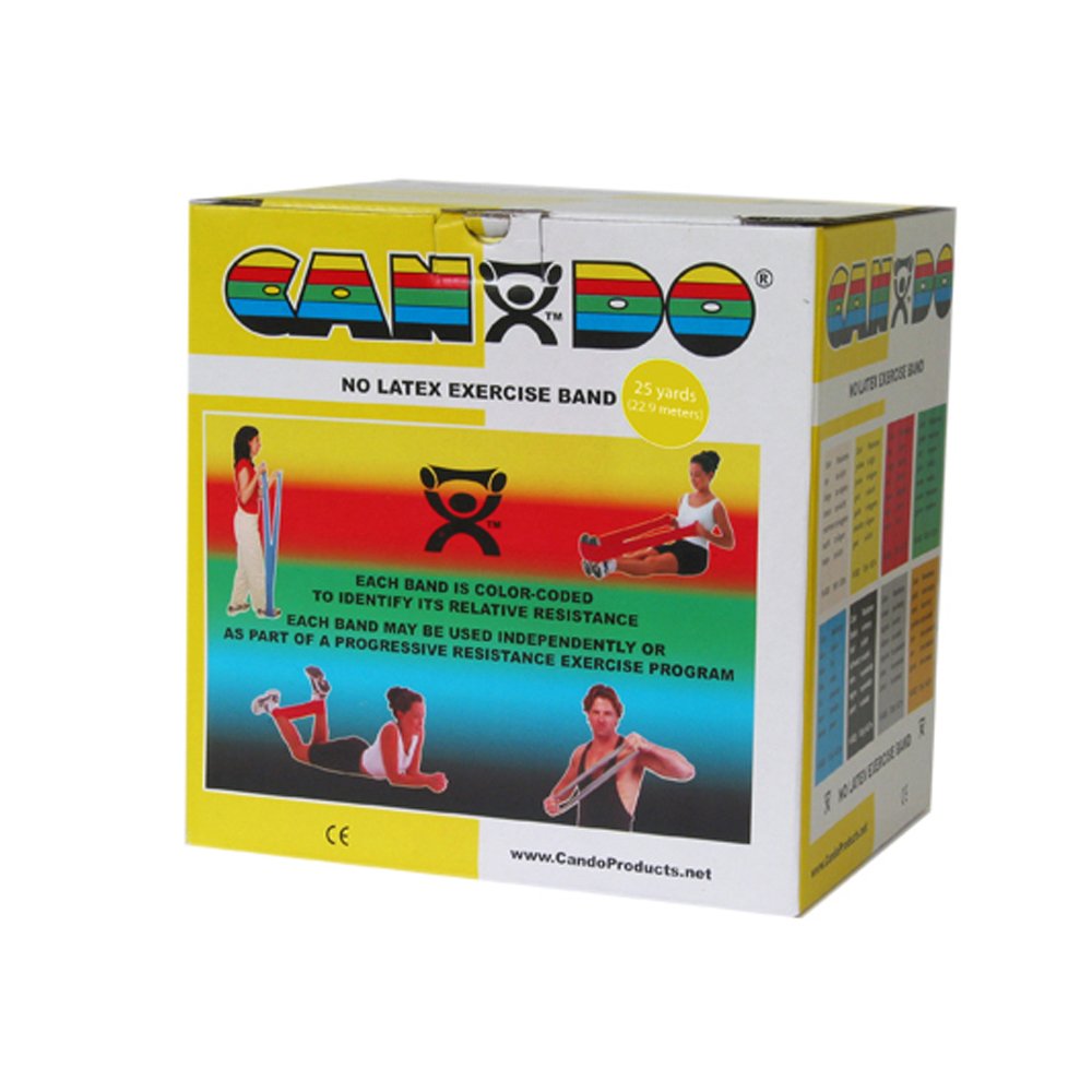 CanDo 10-5631 Latex-Free Exercise Band in Dispenser Box, Yellow, 25 yd Length