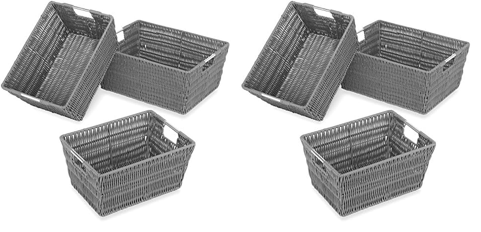 Image of Whitmor Rattique Storage Baskets - Grey (3 Piece Set) (Pack of 2)