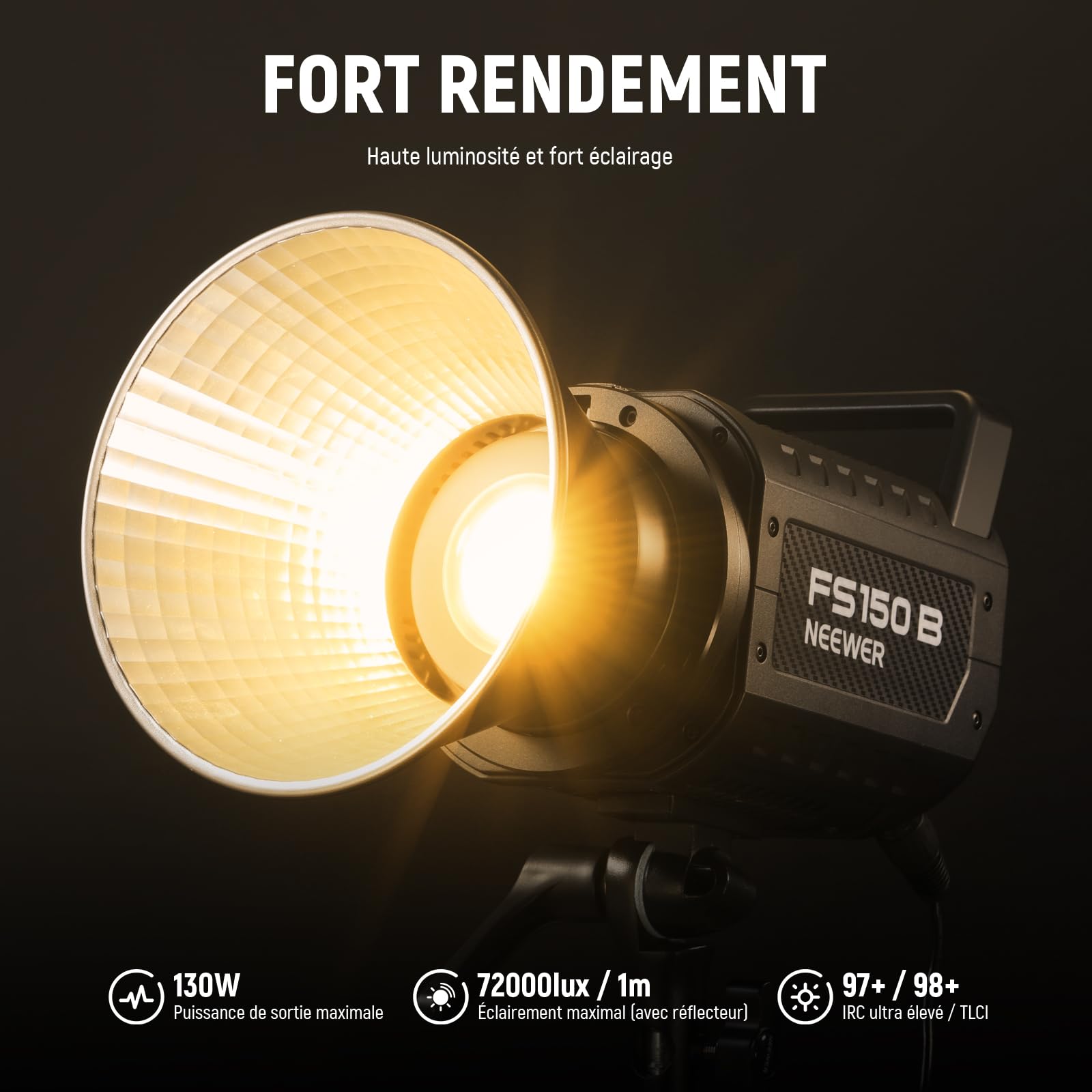 NEEWER FS150B Lampe vidéo LED bicolore 130 W, éclairage continu COB portable avec contrôle 2,4 GHz/APP/prise de vue silencieuse, 4 modes de gradation précis, 2700 K-6500 K, 12 effets, monture Bowens