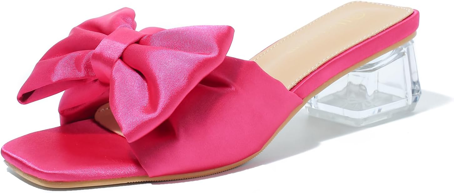 Heiyom Women's Heeled Mules - Comfortable Bow Design
