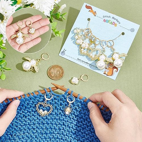NBEADS 24 Pcs Acrylic Pearl Stitch Markers - Image 3