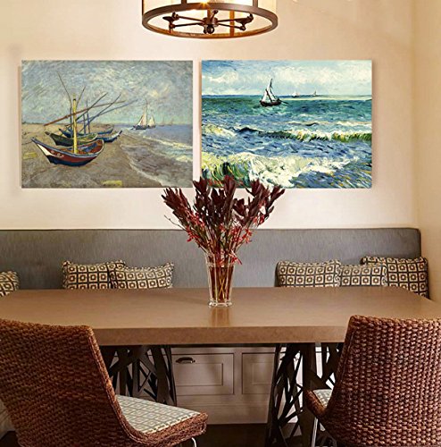 Eliteart-Fishing Boats On The Beach At Saints-Maries By Vincent Van Gogh Giclee Art Canvas Prints #TOP3