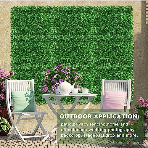 Aboofx 24 Packs Artificial Green Plant Wall Panels, 10 X 10 Inch Grass Wall Panels Greenery Wall Decoration, Boxwood Panels Topiary Hedge Wall Panels For Garden Fence Privacy Protected #TOP7
