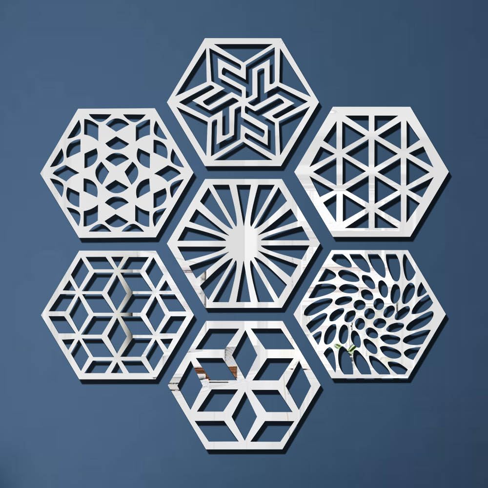 Chote Mote Seller - Mandala Hexagon (7, Silver, 4 inch) Mirror Wall Stickers, Mirror Stickers for Wall, Acrylic Mirror Wall Decor Sticker, Wall Mirror Stickers, Hexagonal Mirror Wall Sticker. (B0DHXL2ZVQ) Amazon Price History, Amazon Price Tracker