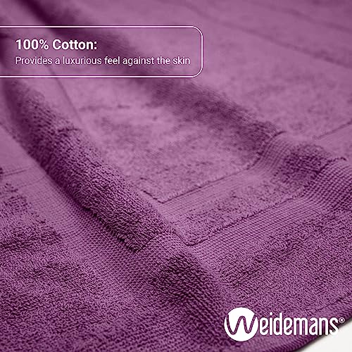 Weidemans Luxury 100% Cotton Bath Mats for Bathroom | Set of 2 Modern Design Plum Bath Mat | Machine Washable & Eco-Friendly with a Soft & Absorbent Underfoot for Comfort