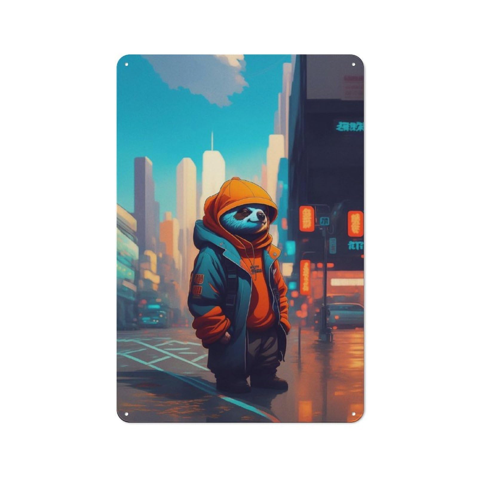Junmoney Swag Sloth Tin Wall Plaque 30X20cm With For Garage Wall, With Clear Vintage Wall Decor Character