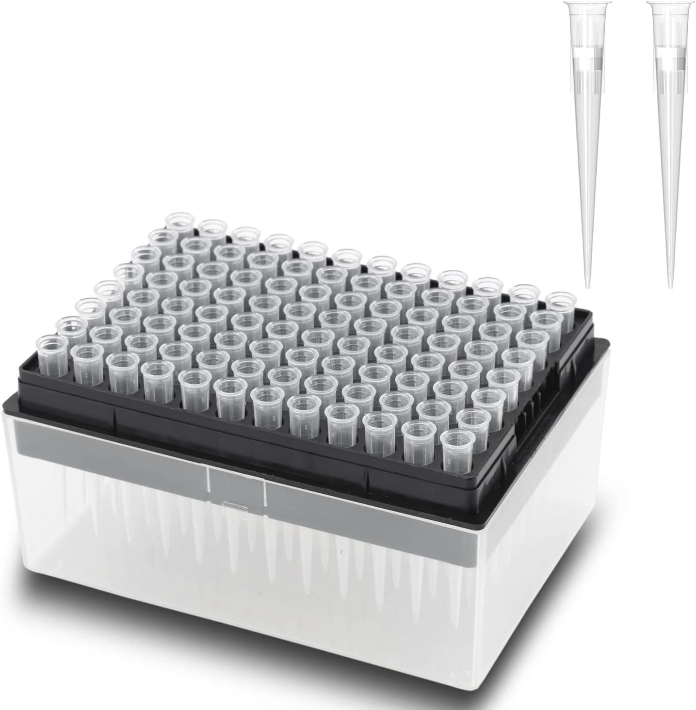 Scientific Universal 200ul Pipettor Filter Tips Lab Transparent Liquid Pipettor Filter Tips with Box Non-pyrogenic DNAse/RNAse Free Autoclavable 1 Rack 96pcs Tips (200ul, 96pcs)