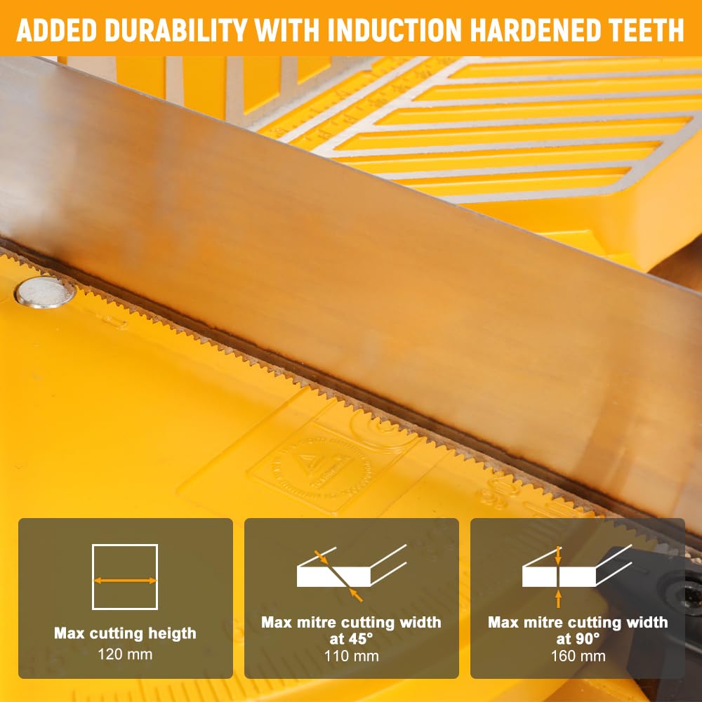 Hoteche Scie à onglet 550 mm - Support en alliage d'aluminium - Coupe 15-90 degrés - Hauteur de coupe maximale : 120 mm