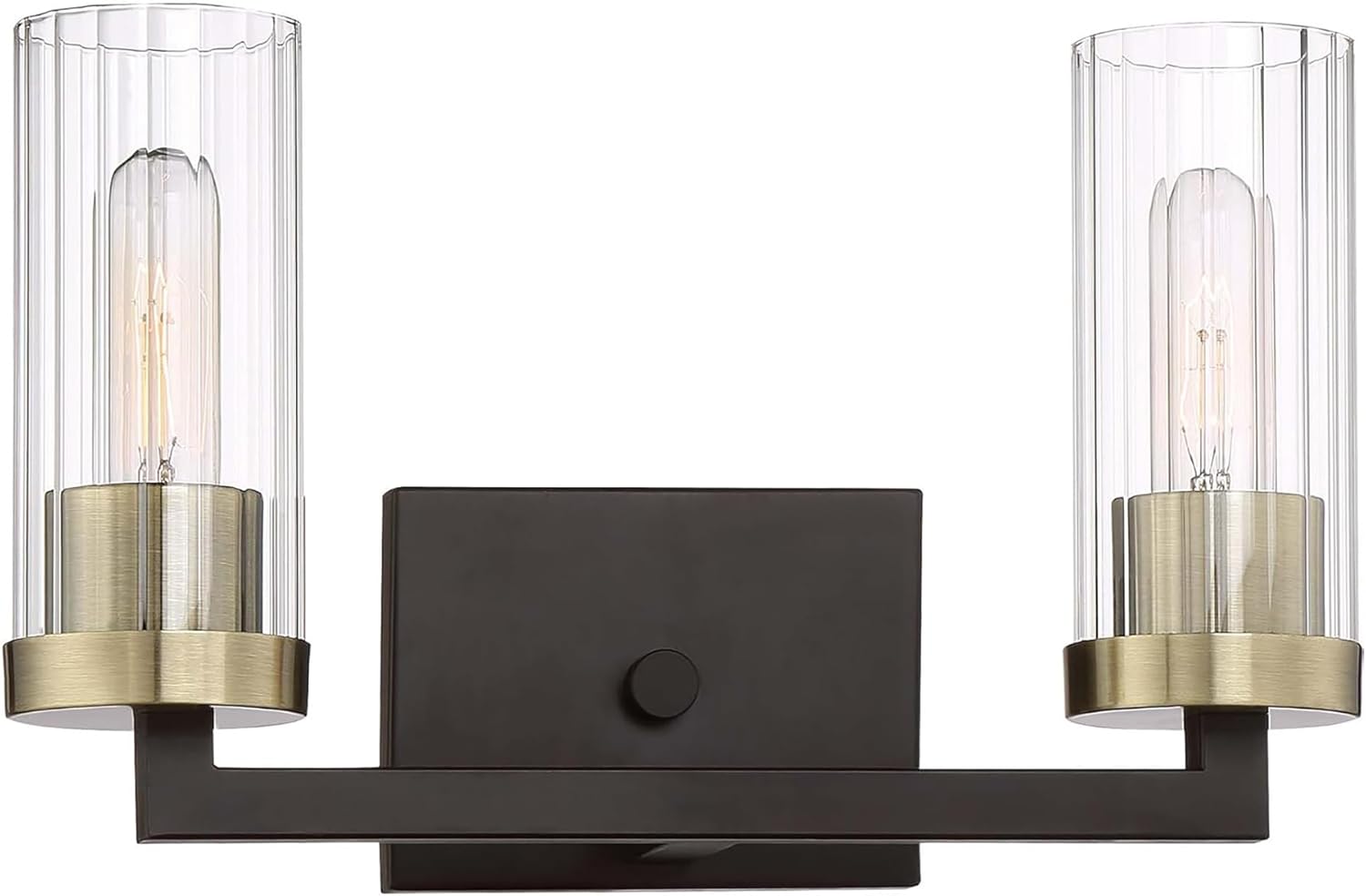 Minka Lavery 3042-560 Ainsley Court Vanity Bath Light, 2-Light, 120 Total Watts, 15-in H x 9.25-in W, Aged Kinston Bronze with Brushed Brass Highlights