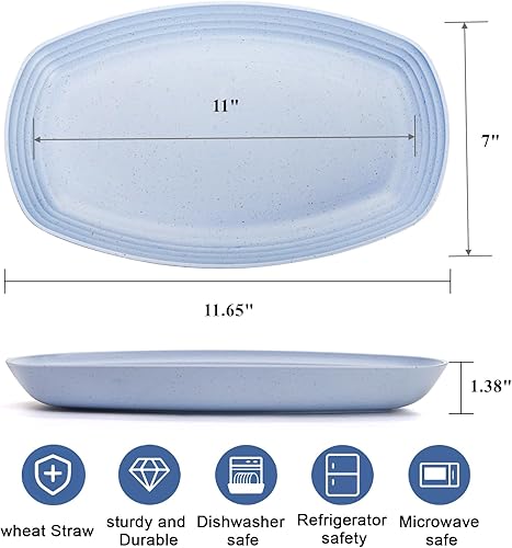 Miniatura 2 de Yopay Paquete de 8 platos de paja de trigo, platos de almuerzo de 11 pulgadas, aptos para microondas, platos ligeros para camping, RV y microondas,