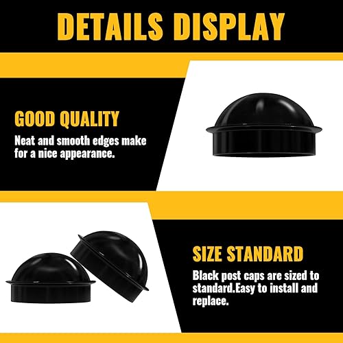 Miniatura 6 de VIVIDA Tapas de poste de eslabones de cadena de 2-38 pulgadas, tapa de poste negra para valla de eslabones de cadena, para tubo de diámetro exterior
